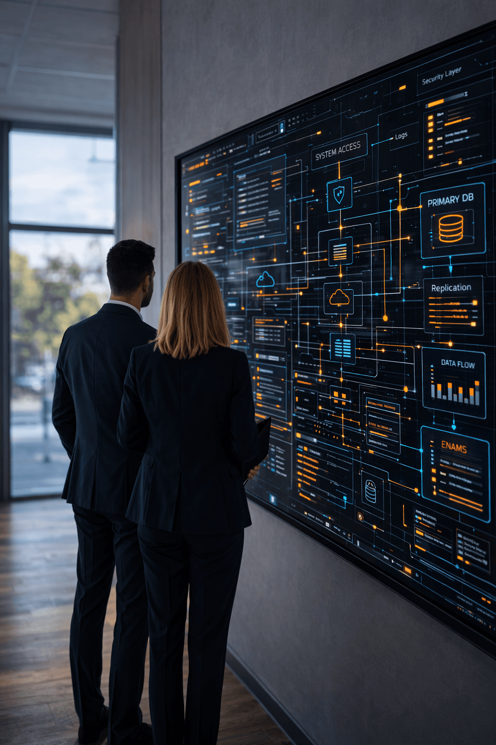 Connected digital tools and panels representing system clarity